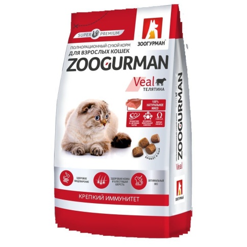 Зоогурман сухой корм для взрослых кошек с телятиной - 1,5 кг фото 1