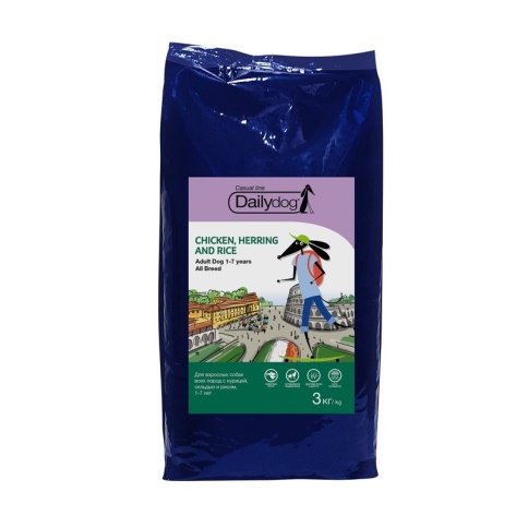 Dailydog Adult All Breed сухой корм для взрослых собак всех пород с курицей, сельдью и рисом 3 кг фото 2