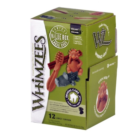 Whimzees Микс лакомство для собак палочки, щетки, крокодильчики и ежики L 12 шт 1 ш фото 1