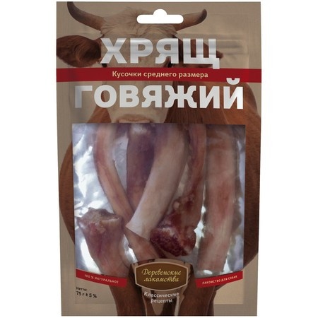 Деревенские лакомства Хрящ говяжий средний размер - 75 г фото 1
