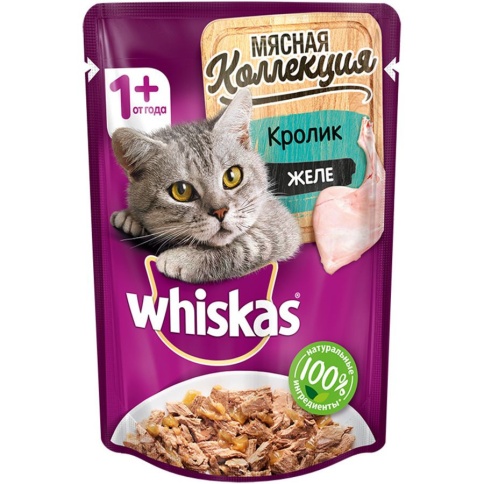 Whiskas Meaty влажный корм для кошек Мясная коллекция с кроликом в паучах - 85 г фото 1