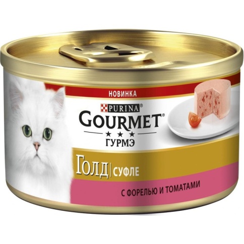 Влажный корм Gourmet Gold для взрослых кошек с форелью и томатами - 85 г фото 1