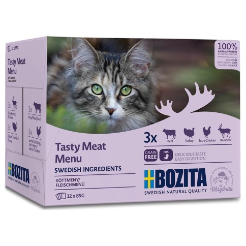 Bozita Pouch Meat Multibox влажный корм для взрослых кошек с кусочками в соусе мясной микс - 85 г фото 1