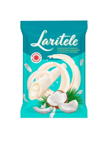 Вафельные трубочки с кокосом "Ларитель" 160 г. фото 1