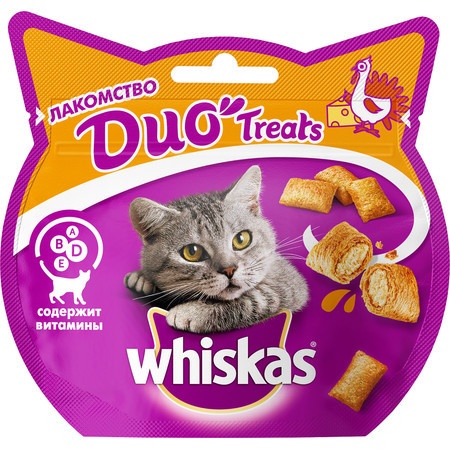Whiskas Duo лакомство с индейкой и сыром для кошек - 40 г фото 1
