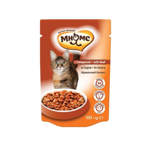 Мнямс паучи Идеальный баланс с говядиной в соусе для взрослых кошек - 100 г фото 2