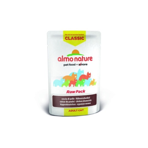 Almo Nature Classic Raw Pack Adult Cat Chicken Drumstick паучи с 75% мяса (куриные бедрышки) для взрослых кошек - 55 г фото 1