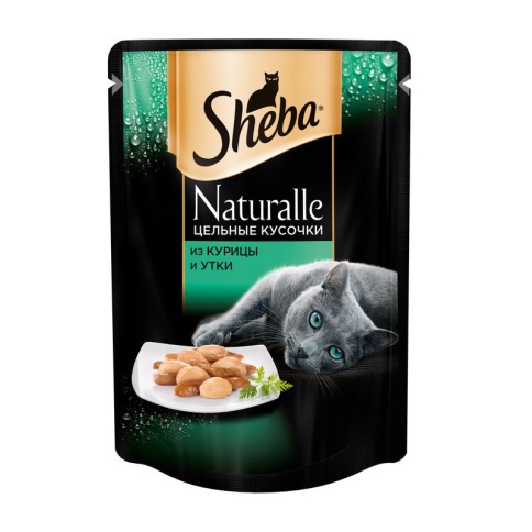 Sheba Naturalle влажный корм в паучах для кошек с курицей и уткой 80 г фото 2