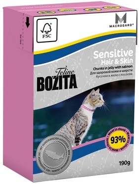 Bozita Funktion Sensitive Hair & Skin кусочки лосося в желе для кошек с чувствительной кожей и шерстью - 190 г фото 1