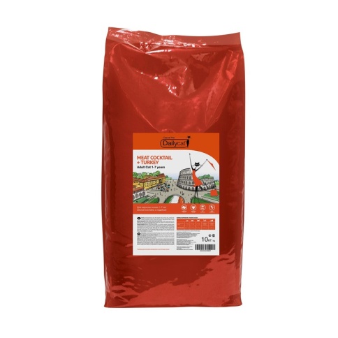 Сухой корм Dailycat Casual Line Meat Cocktail with Turkey для кошек мясной коктейль с индейкой 10 кг фото 1