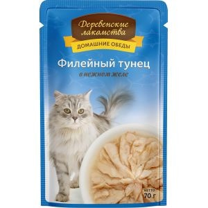 Деревенские лакомства влажный корм для кошек с тунцом в желе - 70 г фото 1