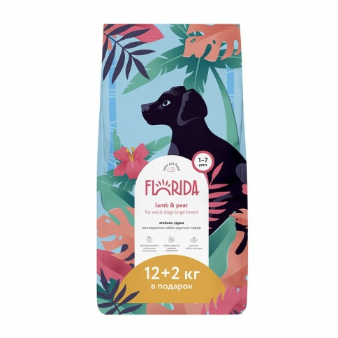Florida сухой корм для взрослых собак крупных пород с ягненком и грушей 14 кг фото 1