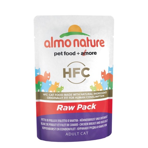 Almo Nature Classic Raw Pack Adult Cat Chicken Breast & Duck Fillet паучи с 75% мяса (куриная грудка и утиное филе) для взрослых кошек - 55 г фото 2