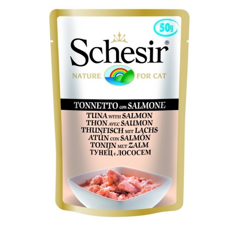 Schesir консервы для кошек, тунец с лососем - 50 г фото 1