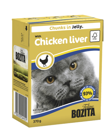 Bozita кусочки в желе со вкусом куриной печени для кошек - 370 г фото 1