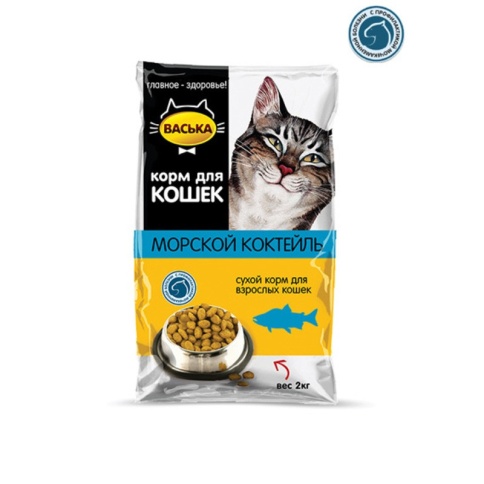Васька сухой корм для кошек для профилактики МКБ с морским коктейлем - 2 кг фото 2