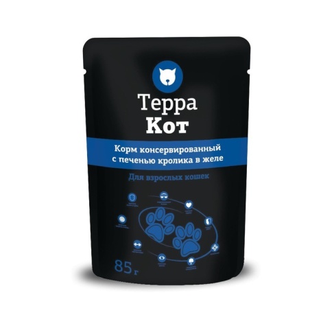 Терра Кот влажный корм для взрослых кошек всех пород с печенью кролика в желе - 85 г фото 1