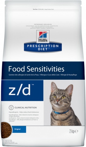 Hill's Prescription Diet z/d Food Sensitivities корм для кошек диета для поддержания здоровья кожи и при пищевой аллергии 2 кг фото 1
