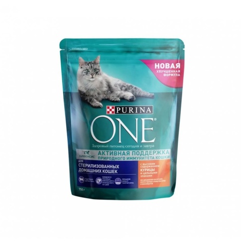 Сухой корм Purina One для домашних стерилизованных кошек с курицей и цельными злаками - 750 г фото 1