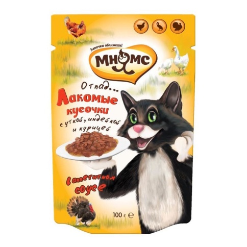 Мнямс паучи Мясной карнавал (утка, индейка, курица) для взрослых кошек - 100 г фото 2