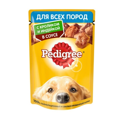 Pedigree влажный корм для взрослых собак с кроликом и индейкой в паучах - 85 г фото 1