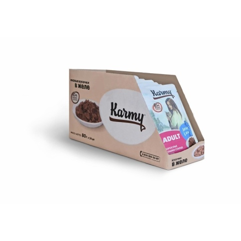 Karmy Adult влажный корм для кошек старше 1 года с лососем в желе - 80 г фото 1