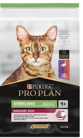 Сухой корм PRO PLAN Duck &amp; Liver для взрослых стерилизованных кошек и кастрированных котов, с высоким содержанием утки и печенью, 10 кг фото 1