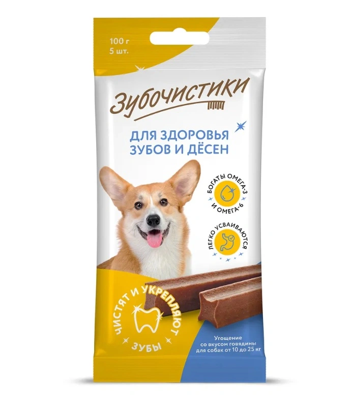 Лакомство «Деревенские лакомства» жевательные палочки для собак средних пород со вкусом говядины, 100 г фото 1