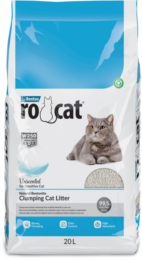 Наполнитель Ro Cat комкующийся без пыли "Натуральный", 17 кг фото 1