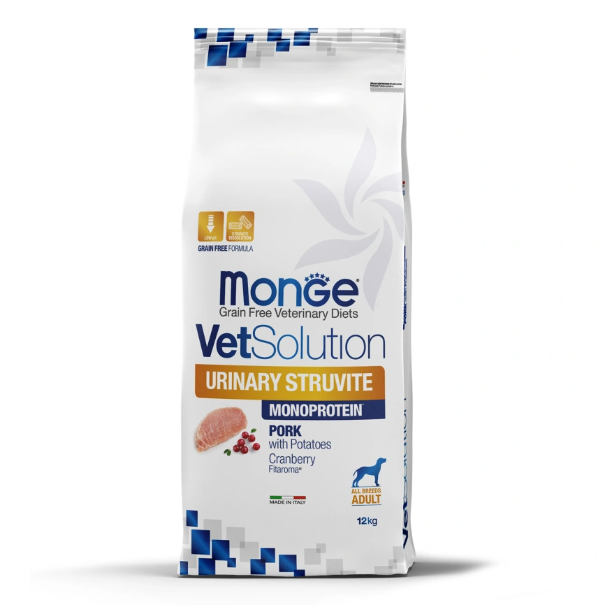 Диетический корм Monge VetSolution Dog Urinary Struvite для собак, при заболеваниях мочеполовой системы и струвитном течении МКБ, 12 кг фото 1