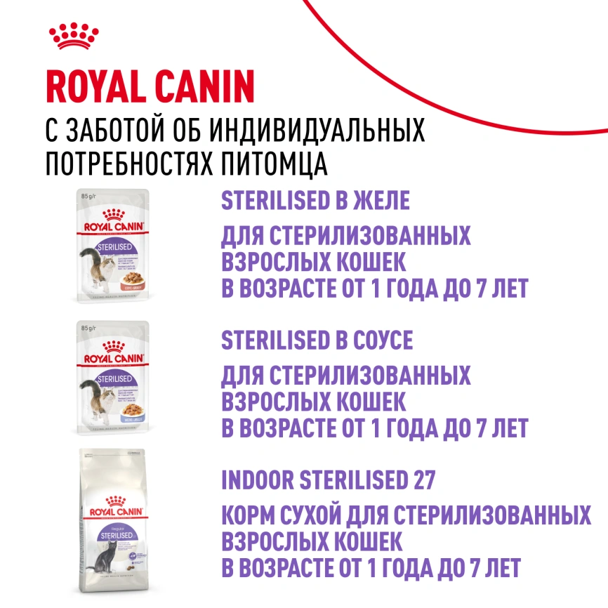 Влажный корм Royal Canin Sterilised паштет для стерилизованных кошек старше 1 года, пауч, 85 г фото 10