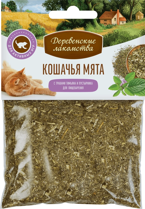 Кошачья мята «Деревенские лакомства» тимьян и пустырник для кошек, 15 г фото 1