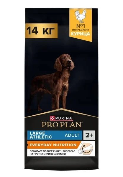 Сухой корм PRO PLAN Chicken для взрослых собак крупных пород с атлетическим телосложением, с высоким содержанием курицы, 14 кг фото 1