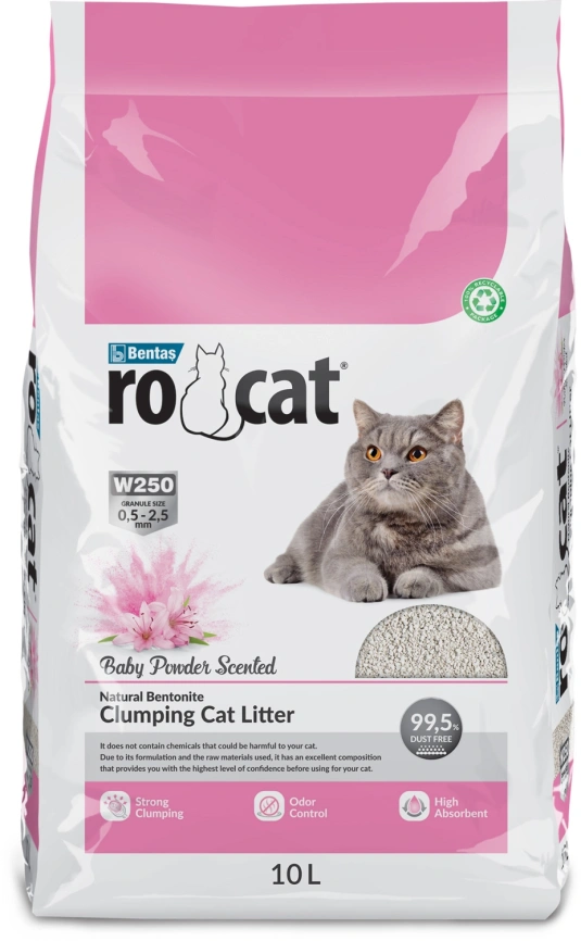 Наполнитель Ro Cat комкующийся без пыли  с ароматом детской присыпки, 8.5 кг фото 1