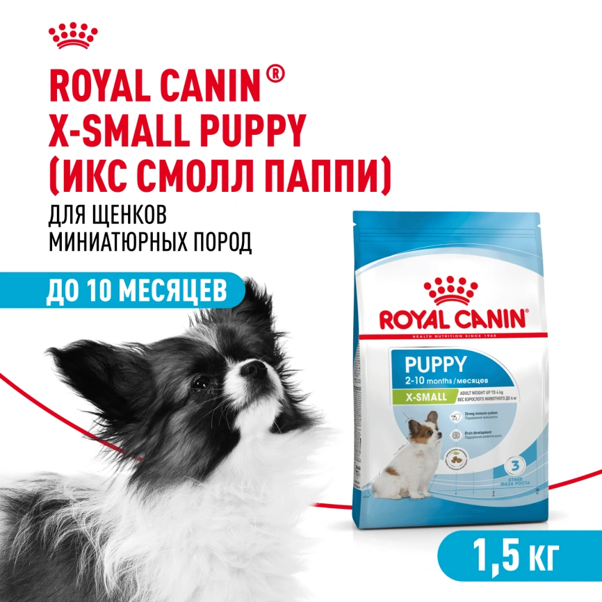 Сухой корм Royal Canin X-Small Puppy для щенков, 1.5 кг фото 1