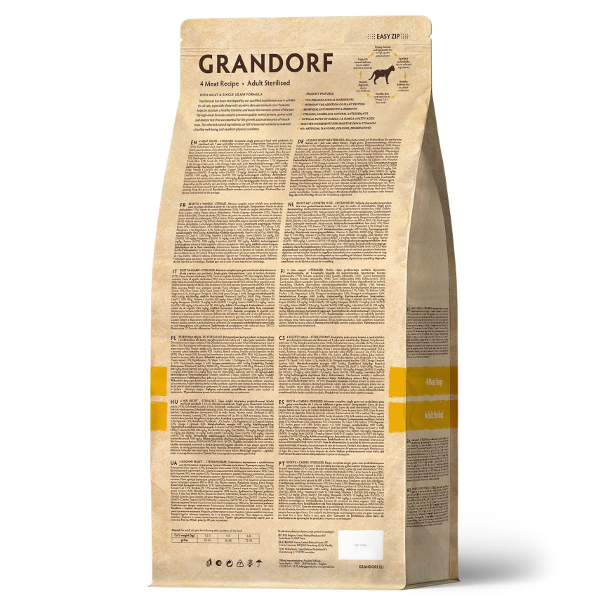 Сухой корм Grandorf Turkey Sterilised для стерилизованных кошек, с индейкой, 400 г фото 2