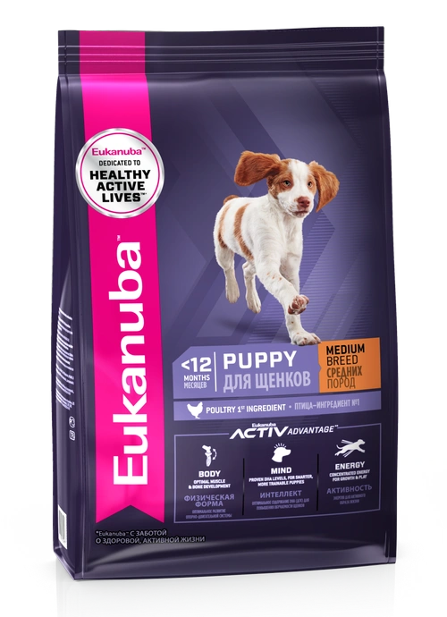 Сухой корм Eukanuba Puppy Medium Breed для щенков средних пород с птицей, 0.8 кг фото 1