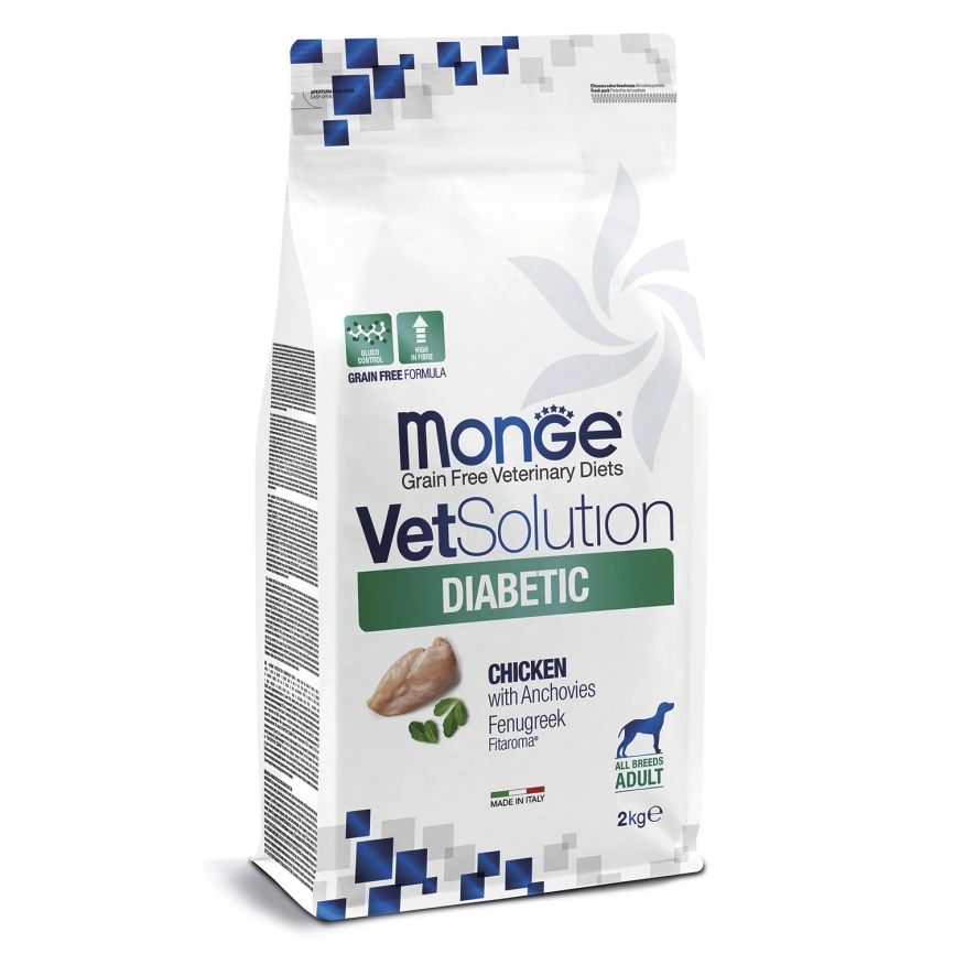 Диетический корм Monge VetSolution Dog Diabetic для собак, при сахарном диабете, 2 кг фото 1