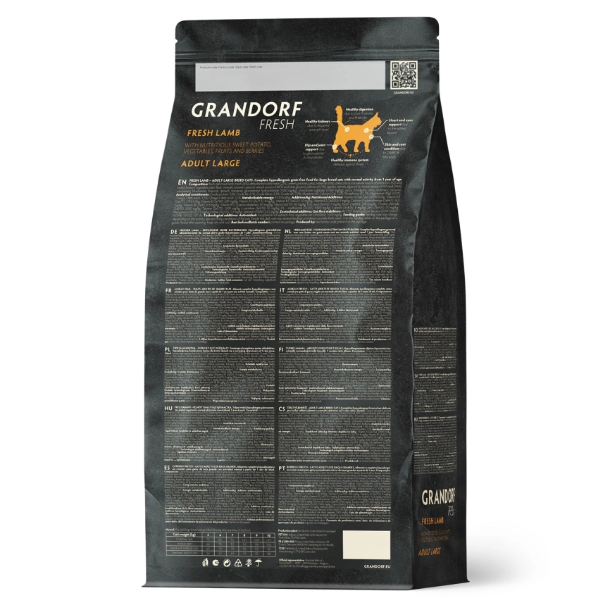 Сухой корм Grandorf Cat Lamb & Sweet Potato для взрослых кошек крупных пород, чувствительное пищеварение или склонность к аллергии ягненок, с бататом, 2 кг фото 2