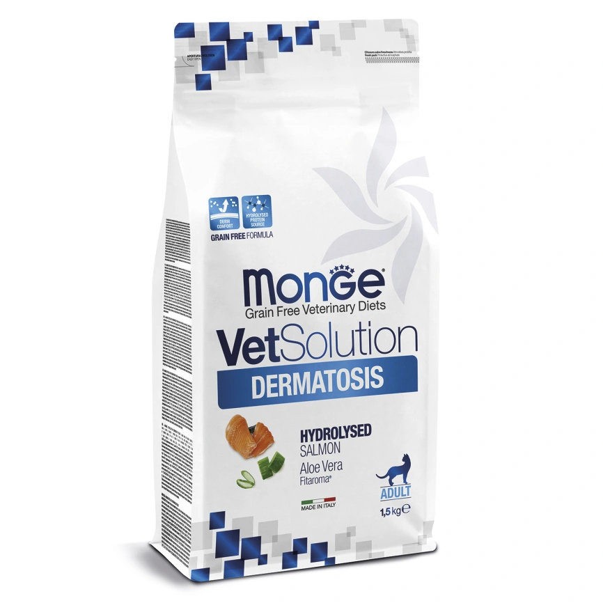 Диетический корм Monge VetSolution Cat Dermatosis для кошек, при заболеваниях кожи, 1,5 кг фото 1