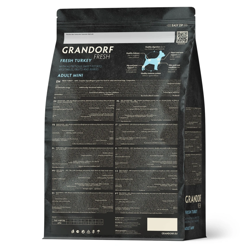 Сухой корм Grandorf Fresh Dog для взрослых собак мелких пород диетическая формула для особо аллергичных собак индейка с бататом 3 кг фото 2