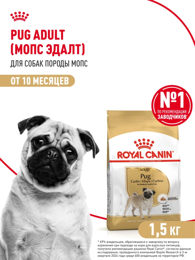 Сухой корм Royal Canin Pug Adult для взрослых собак, 1,5 кг фото 14