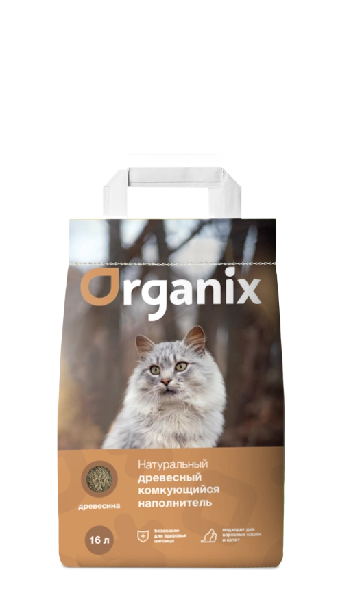 Наполнитель Organix для кошачьего туалета, древесный комкующийся для кошачьего туалета, 16 л фото 1