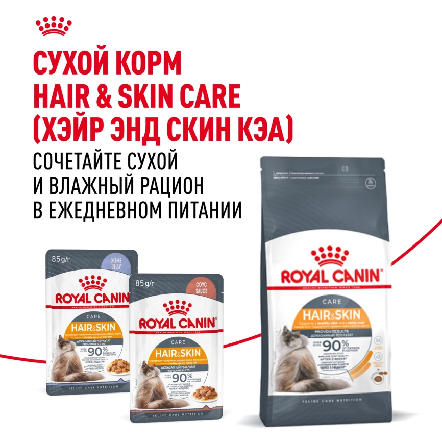 Влажный корм Royal Canin Hair & Skin Care в желе для взрослых кошек старше 1 года, пауч, 85 г фото 10