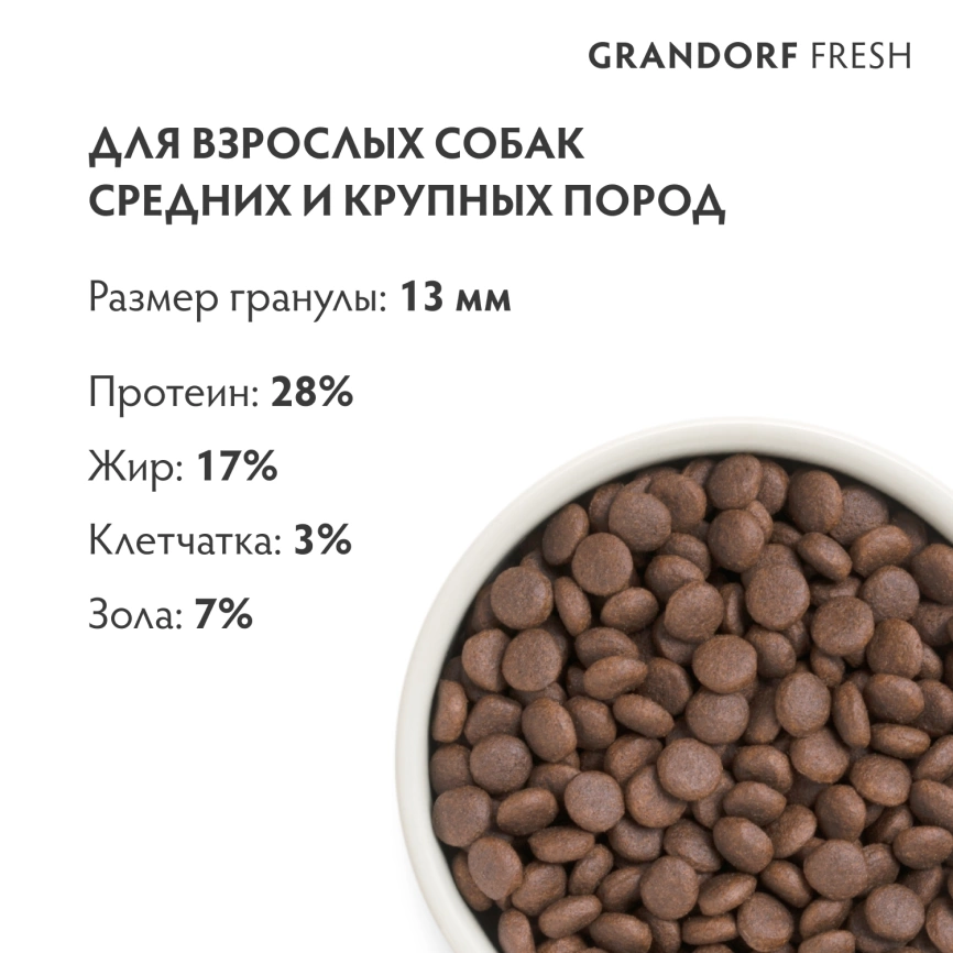 Сухой корм Grandorf Fresh Dog для взрослых собак средних и крупных пород диетическая формула для особо аллергичных собак утка с бататом 10 кг фото 9