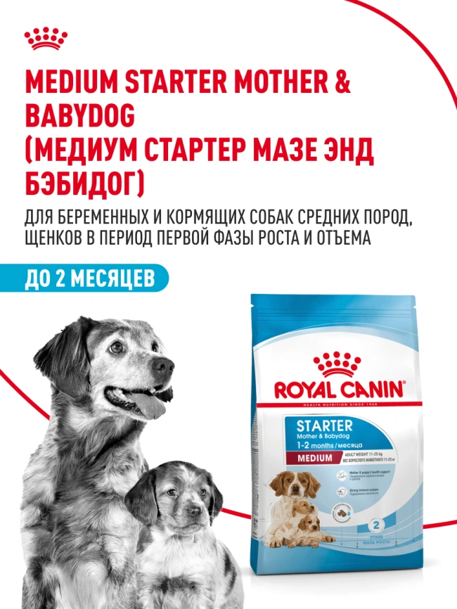 Сухой корм Royal Canin Medium Starter Mother &amp; Babydog для щенков и кормящих сук, 4 кг фото 12