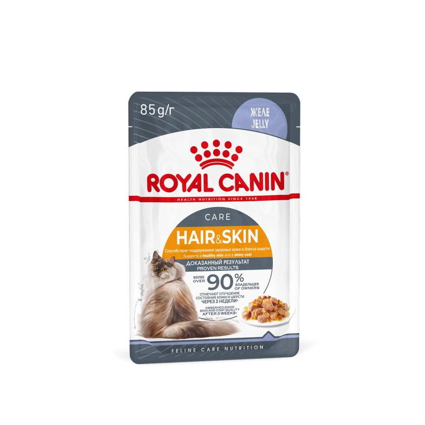 Влажный корм Royal Canin Hair &amp; Skin Care в желе для взрослых кошек старше 1 года, пауч, 85 г фото 13