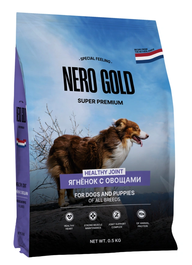 Сухой корм NERO GOLD для собак и щенков с мясом ягненка и овощами, 500 г фото 1