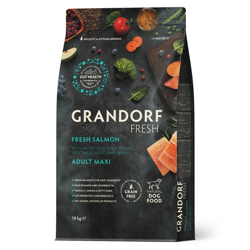 Сухой корм Grandorf Fresh Dog для взрослых собак крупных пород лосось с бататом 10 кг фото 1