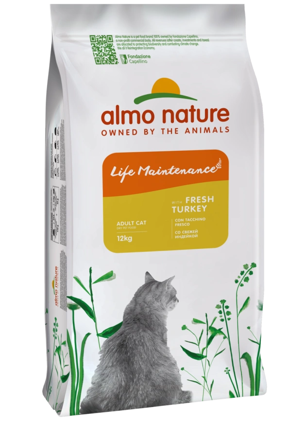 Сухой корм Almo Nature для взрослых кошек со свежей индейкой и коричневым рисом, 12 кг фото 1